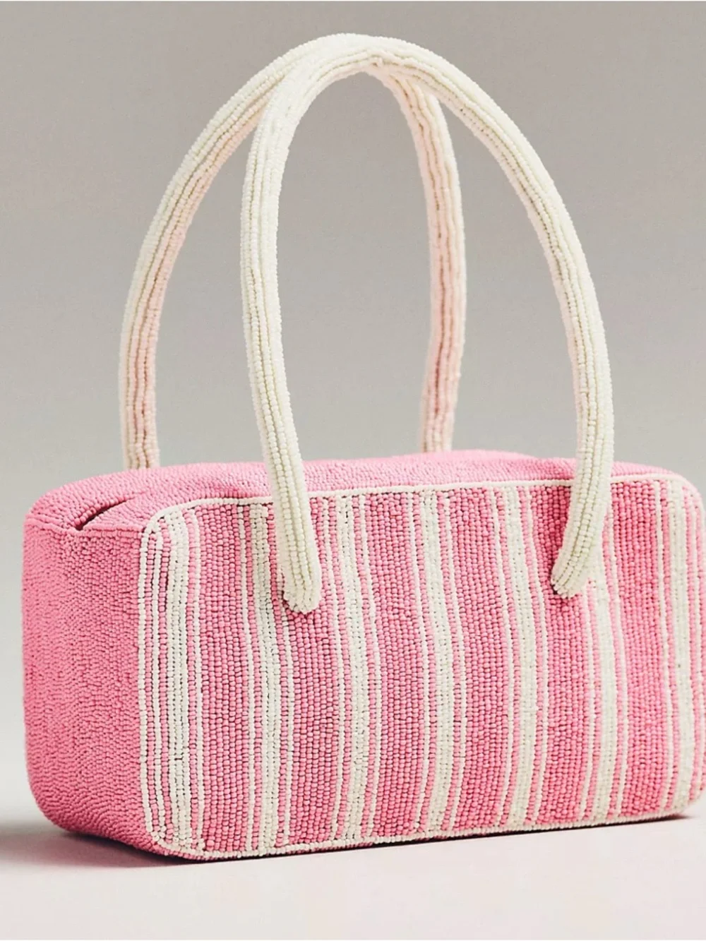 NWT Anthropologie Box-Shaped Bag Pink Stripe - Picture 2 of 6